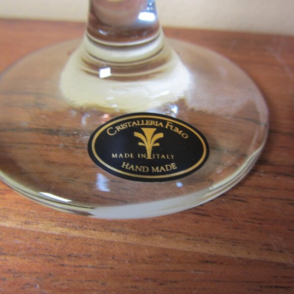 10 oz cristalleria fumo italy amber swirls wine glass NWT - pair of 2 (W5949) - Picture 4 of 10